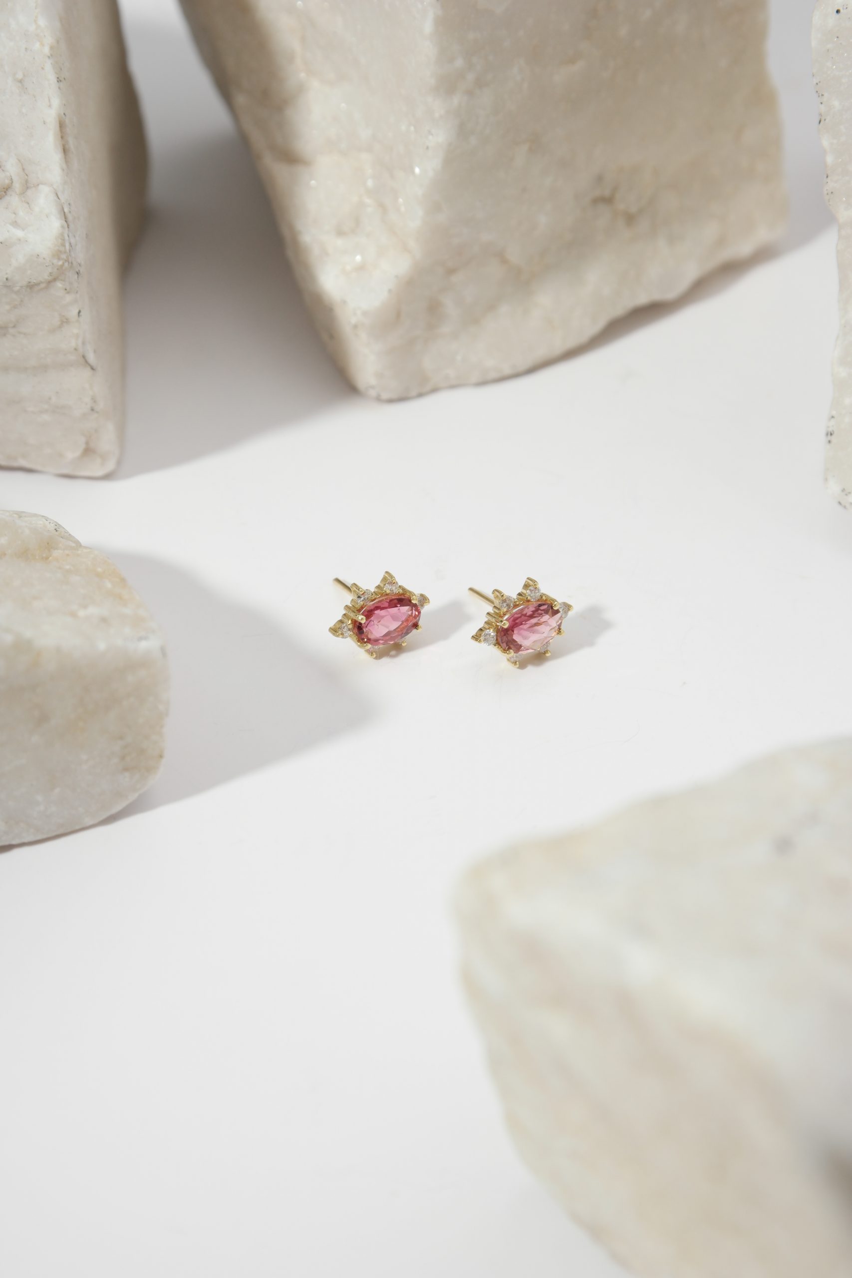 SAMSUNG CSC Brinco Turmalina rosa com brilhantes - Imagem 1