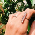 Anel fileira topázios