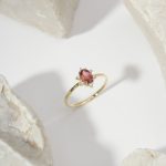 Anel Turmalina Rosa com brilhantes