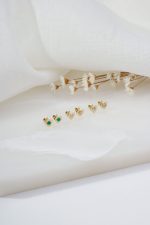 Brinco coração com pedra central - Imagem 2