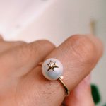 Anel Pérola Estrela com Brilhante