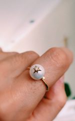 Anel Pérola Estrela com Brilhante