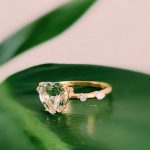 Anel Coração Prasiolita com Brilhantes