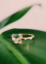 Anel Coração Prasiolita com Brilhantes