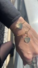 Pulseira Coração Fixo Corrente Dupla - Imagem 2