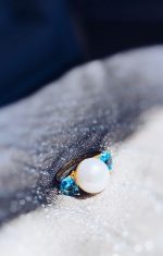 Anel Pérola Botão com Topázio Swiss Laterais - Imagem 2